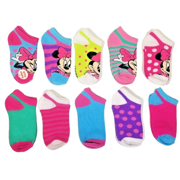 Minnie Mouse 10-Pack No Show Socks By Planet Sox - New - Picture 1 of 2